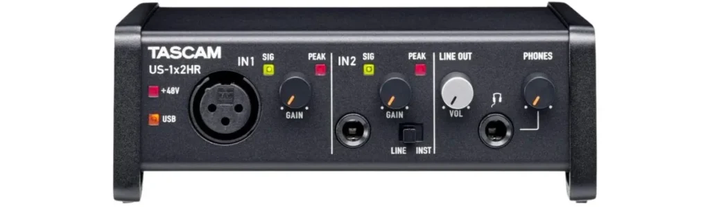 Tascam US-1x2HR 1 microfone 2 polegadas/2 saídas interface de áudio USB versátil de alta resolução (US1X2HR)